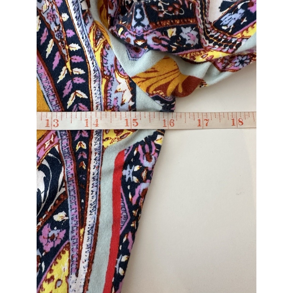 Free People Bodysuit Top Womens Small‎ Bright Colorful Stretch Long Sleeve Boho - Picture 7 of 8